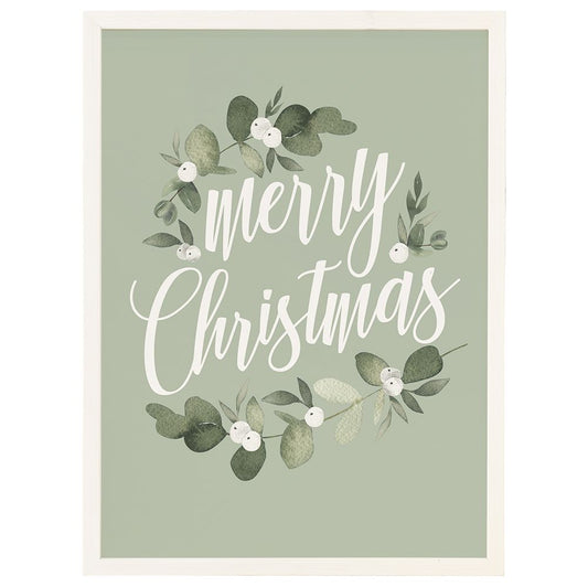 "Merry Christmas" Green Canvas 24"x18"