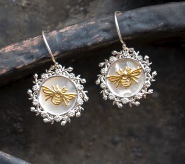 Southern Gates Mother of Pearl Bee Earrings