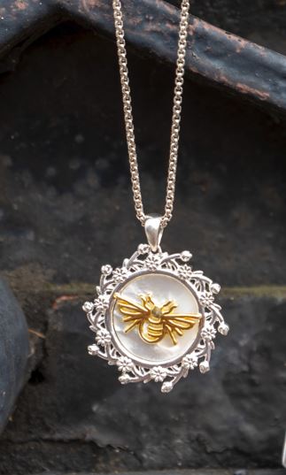 Southern Gates Mother of Pearl Bee Pendant