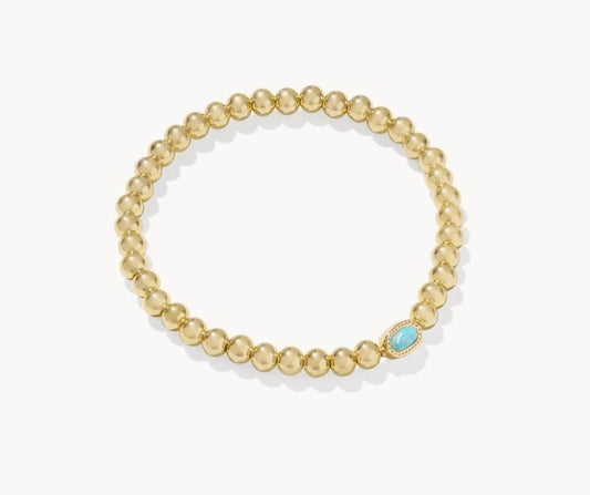 Kendra Scott Mini Elaina Gold Stretch Bracelet - Light Teal Kyocera Opal