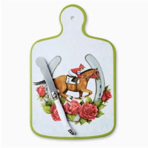 Day at the Races Melamine Cheese Board w/ Knife