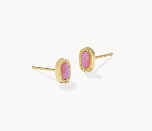 Kendra Scott - Mini Ellie Gold Stud Earrings Carnation Kyocera Opal