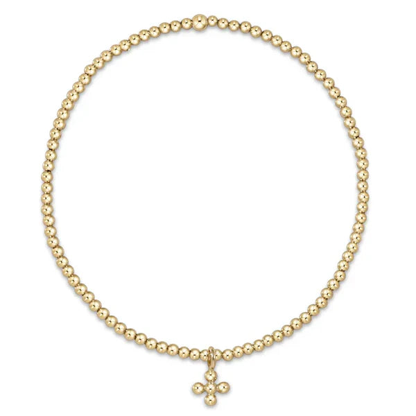 classic gold 2mm classic beaded small signature cross charm bracelet
