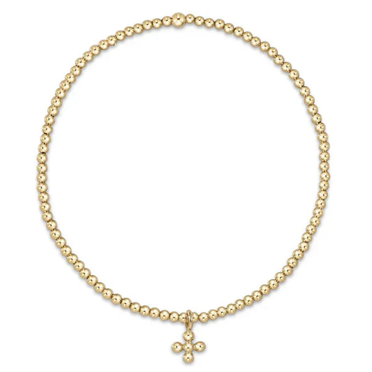 classic gold 2mm classic beaded small signature cross charm bracelet