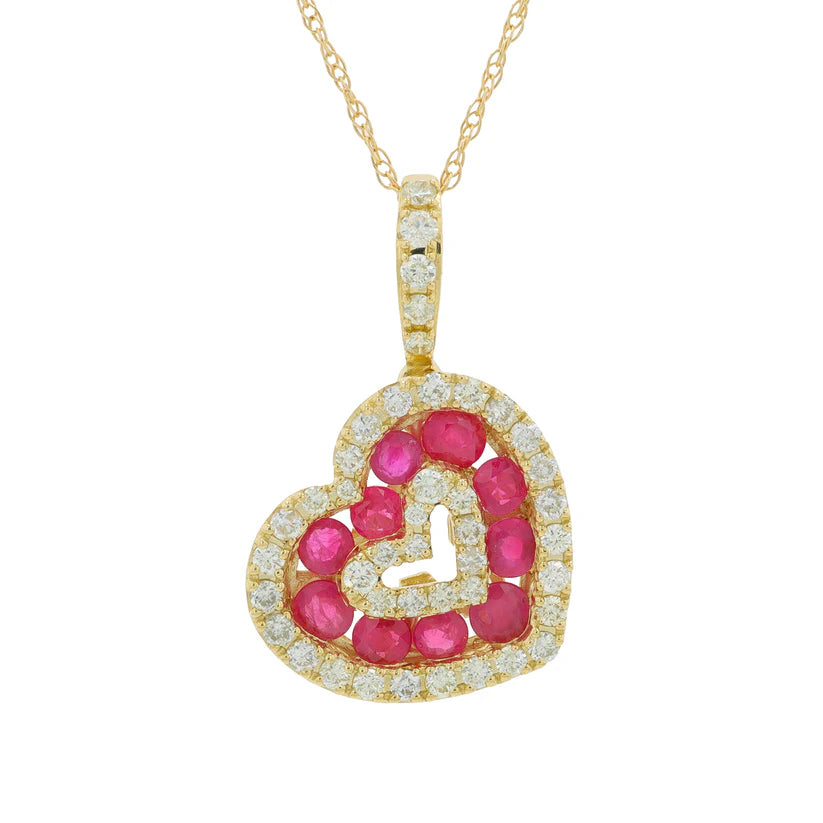 .30ctw Diamond and .70ctw Ruby Yellow Gold Pendant