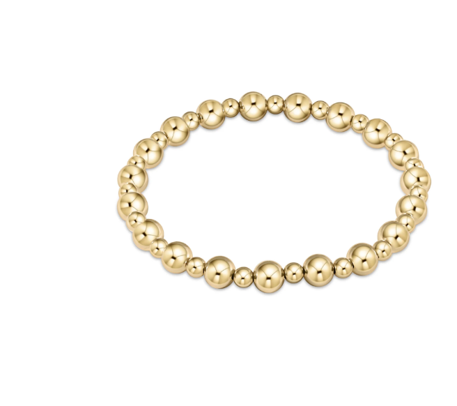 e. newton classic grateful pattern 6mm bead bracelet - gold