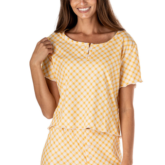 Hello Mello Ribbed Pajama Top - Hello Sunshine