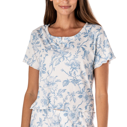 Hello Mello Ribbed Pajama Top - Spill the Tea