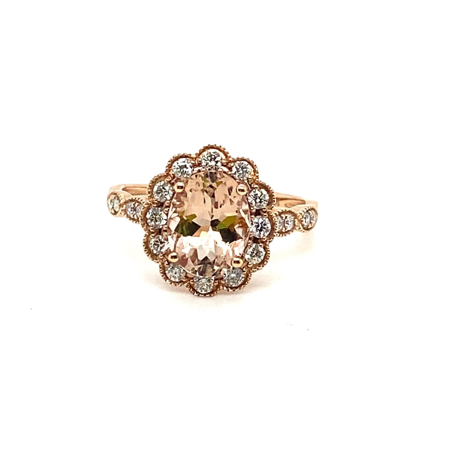 1.66ct Morganite and .36ctw Diamond 14kt Rose Gold Ring