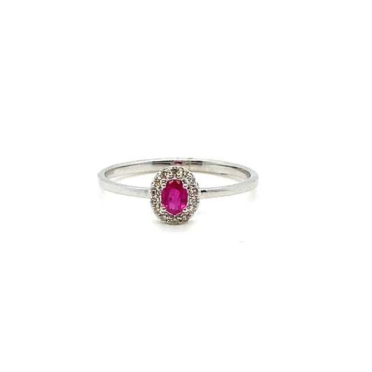 .07ctw Diamond and .18ct Ruby 10kt White Gold Ring