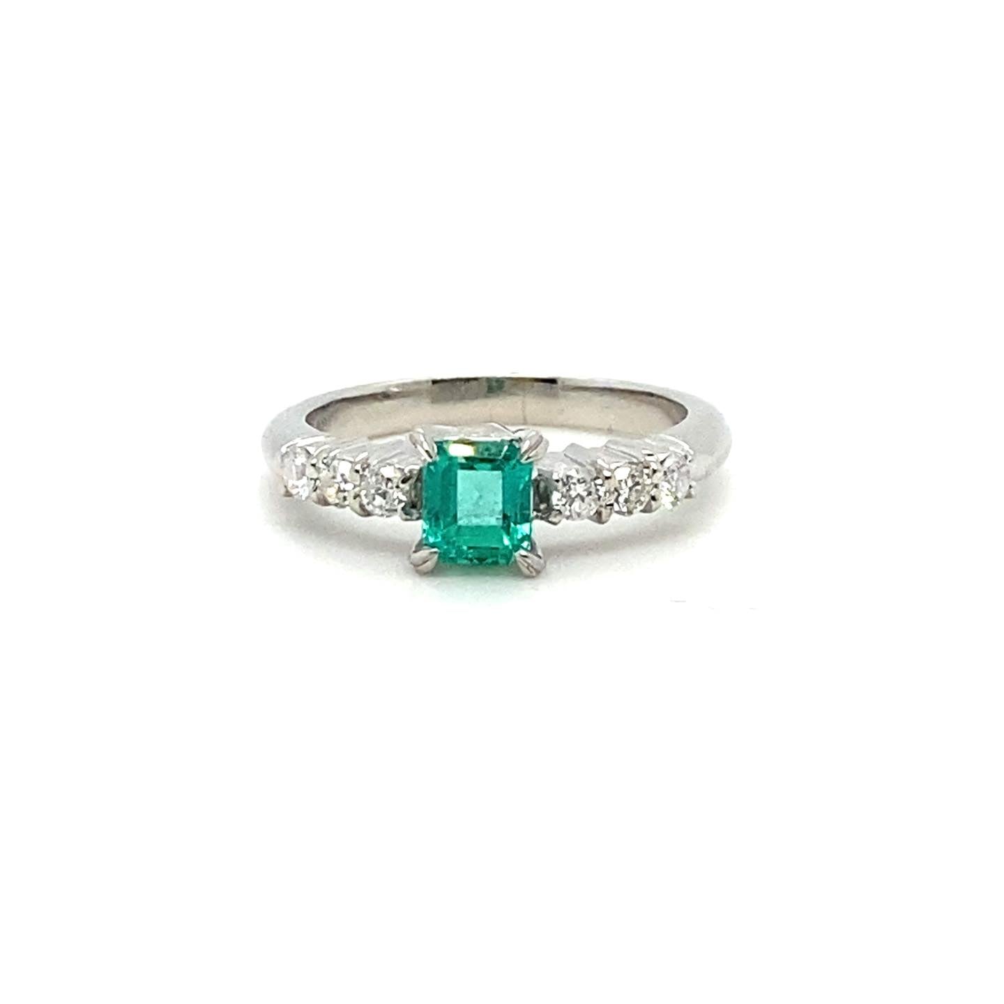 .58ctw Emerald and .30ctw Diamond Platinum Ring