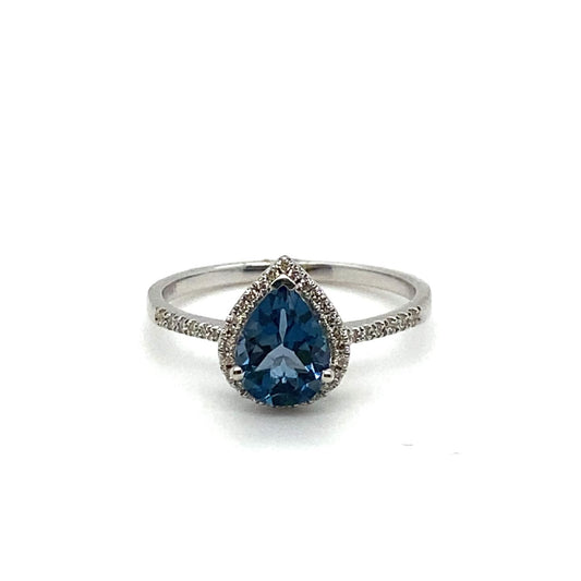 .12ctw Diamond and 1.33ct London Blue Topaz 10kt White Gold Ring