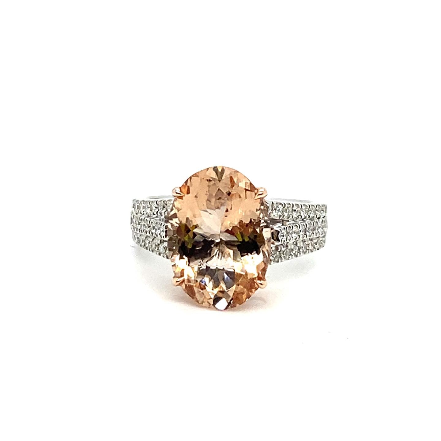 5.10ct Morganite and .32ctw Diamond 14kt White Gold Ring