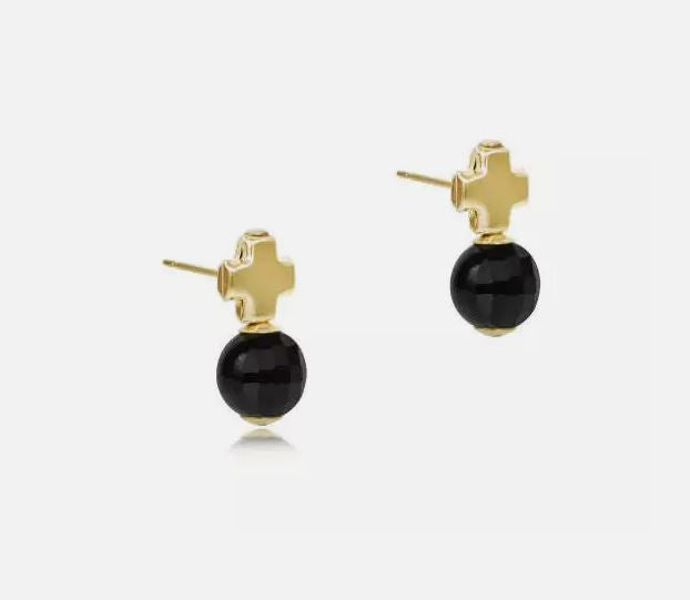 eNewton signature cross gold stud - Onyx