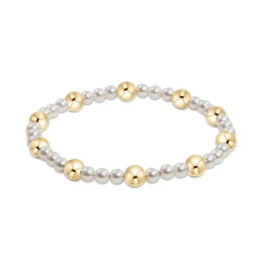 eNewton Sincerity 4mm Pearl & 6mm Gold Bead Bracelet