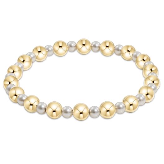 eNewton Grateful 4mm pearl 6mm Gold Bead Bracelet