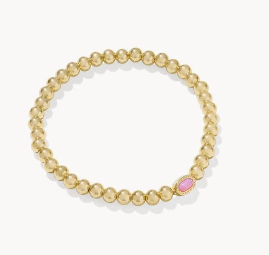 Kendra Scott Mini Elaina Gold Stretch Bracelet - Carnation Kyocera Opal