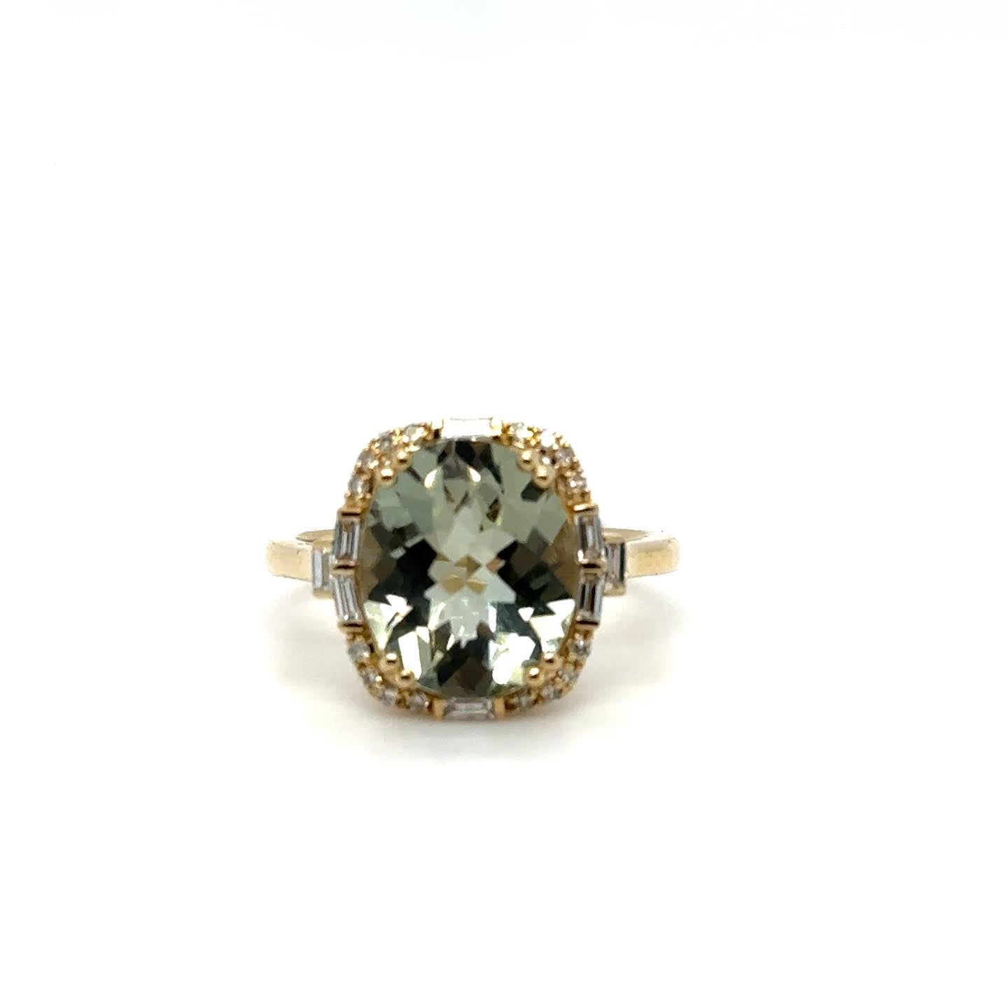 .21ctw Diamond and 4.02ct Prasolite 14kt Yellow Gold Ring