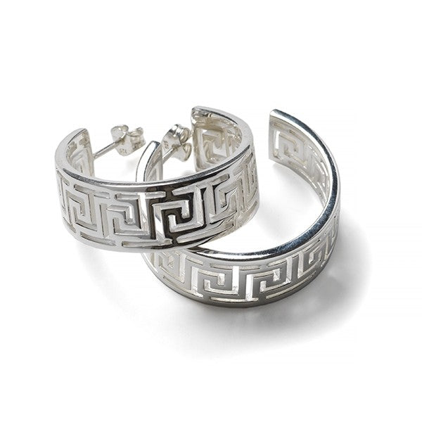 Southern Gates Art Deco Greek Key Hoop Earrings 30mm