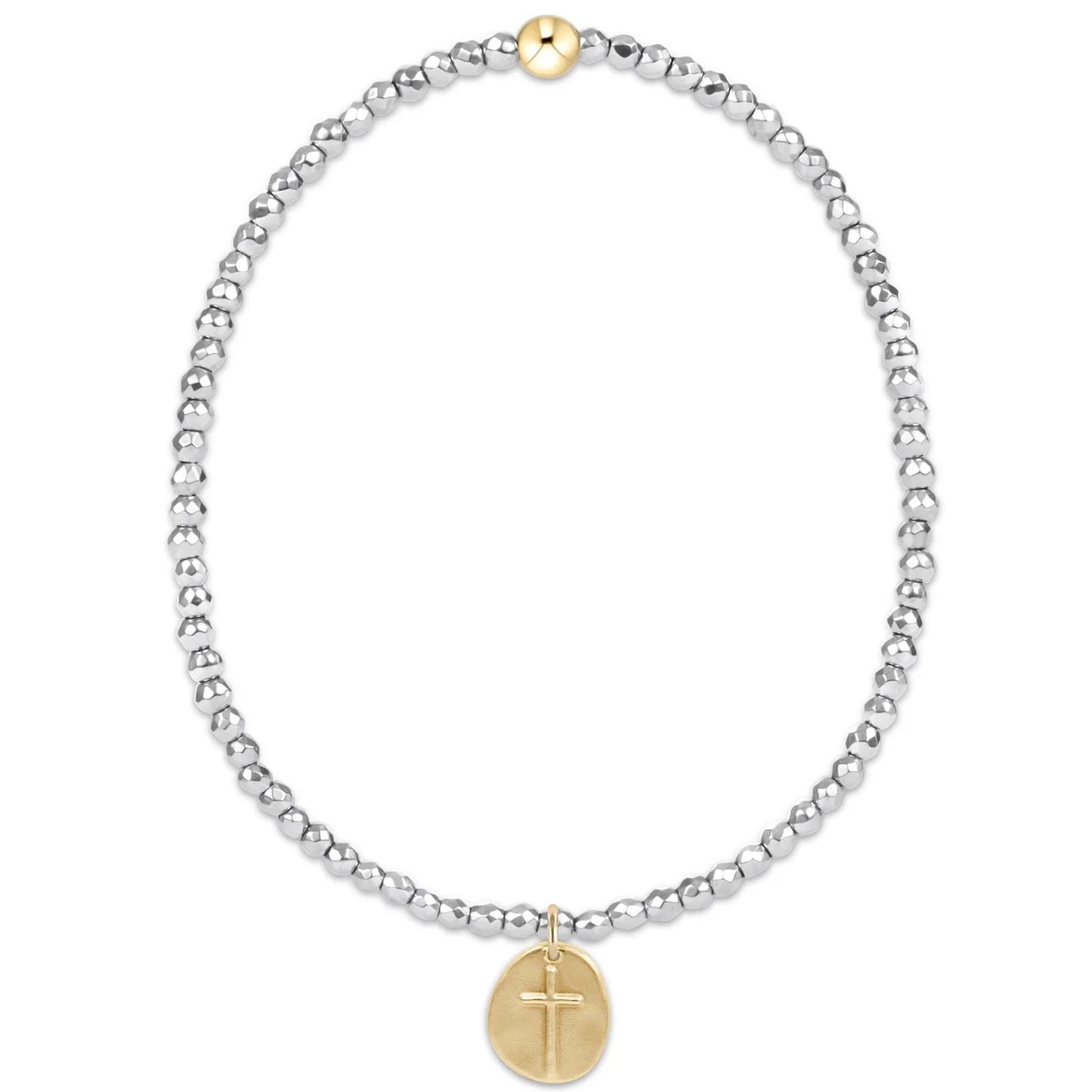 e. newton silver hematite 2mm bead bracelet - inspire small gold charm