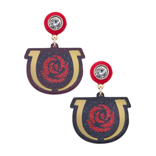 Kentucky Derby Logo Dangle Stud Earrings in Black