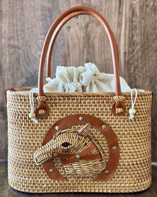 Equestrian Straw Woven Tote by Brownstone