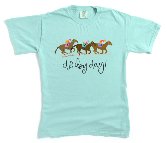 Doodles by Rebekah Derby Day Aqua Comfort Colors Tee Shirt