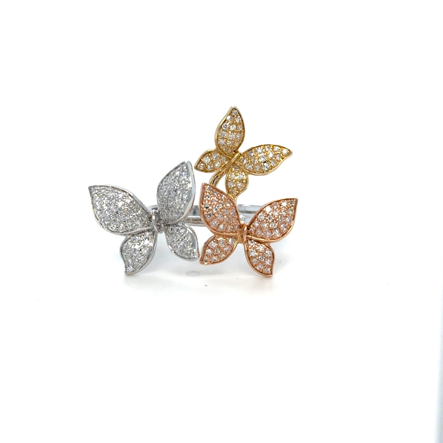 14kt Roe, Yellow & White Gold .66tw Diamond Butterfly Ring