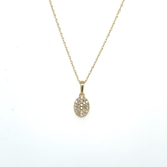 14kt Yellow Gold .10ctw Diamond Oval Pave' Pendant with Chain
