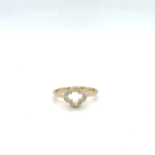 14kt Yellow Gold .15ctw Diamond Clover Ring