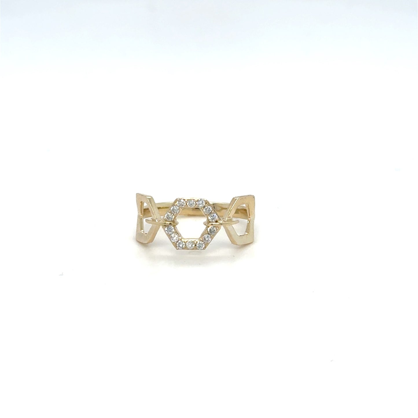 14kt Yellow Gold .15ctw Diamond Hexagon Band