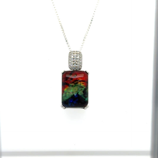 Created Black Opal Sterling Silver Pendant