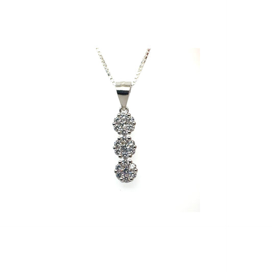 Sterling Silver Cubic Zirconia Stacked Pendant