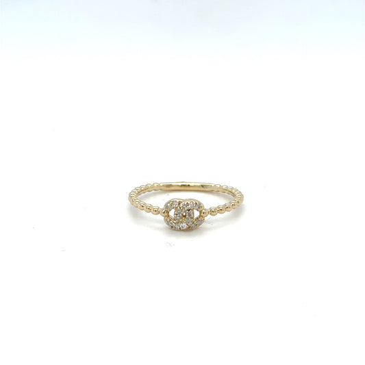 14kt Yellow Gold .10ctw Diamond Double Circle Beaded Ring