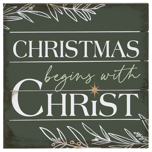 "Christmas Begins with Christ" Wooden Pallet Sign